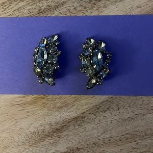 Vintage Blue Rhinestone Earrings